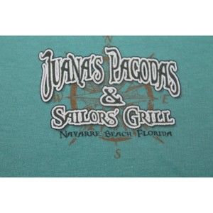 Destination Graphic T-Shirt Navarro Beach Size L Pagodas Sailors Grill Souvenir
